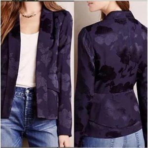 Anthropologie Elevenses Peplum Blazer Navy Blue